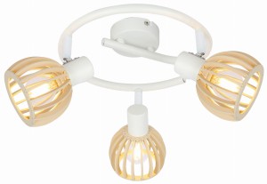 ATARRI LAMPA SUFITOWA SPIRALA 3X25W E14 BIAŁY+DREWNO | Candellux 98-68125