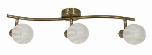 Lampa sufitowa potrójna listwa BARS w kolorze patyny ze szklanymi kloszami Candellux