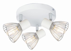 FLY LAMPA SUFITOWA PLAFON 3X40W E14 BIAŁY/CHROM | Candellux 98-61980