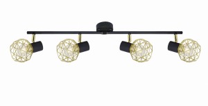 LAMPA ACROBAT LISTWA 4X40W E14 CZARNY KLOSZ ZŁOTY | Candellux 94-66657