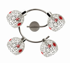 LAMPA ARON SPIRALA 4X40W G9 CHROM KRYSZTAŁ CZERWONY | Candellux 98-12265