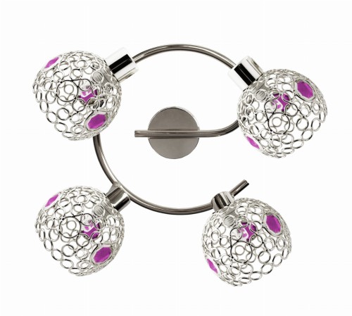 LAMPA ARON SPIRALA 4X40W G9 CHROM KRYSZTAŁ FIOLET | Candellux 98-12289