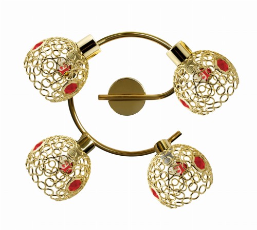 LAMPA ARON SPIRALA 4X40W G9 MOSIĄDZ KRYSZTAŁ CZERWONY | Candellux 98-12258