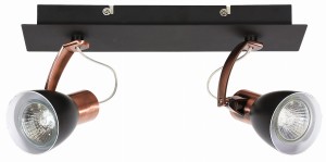 MARKUS LAMPA SUFITOWA LISTWA 2X50W GU10 CZARNY+MIEDZIANY BEZ ŻARÓWKI | Candellux 92-37442-M