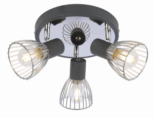 MODO LAMPA SUFITOWA PLAFON 3X40W E14 CZARNY+CHROM | Candellux 98-61546