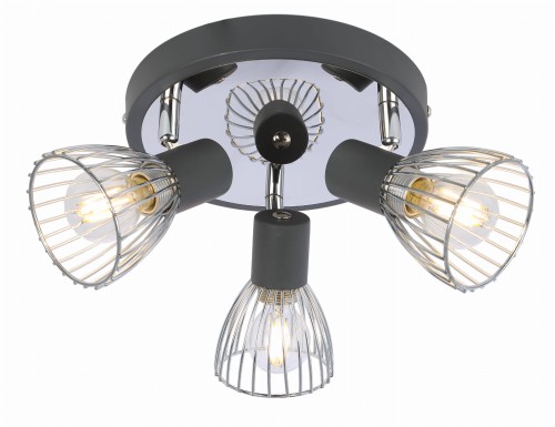 MODO LAMPA SUFITOWA PLAFON 3X40W E14 CZARNY+CHROM | Candellux 98-61546