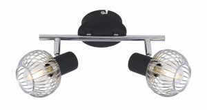 OSLO LAMPA SUFITOWA LISTWA 2X40W E14 CZARNY/CHROM | Candellux 92-61843