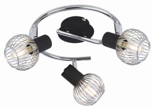 OSLO LAMPA SUFITOWA SPIRALA 3X40W E14 CZARNY/CHROM | Candellux 98-61867