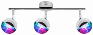PARTY LAMPA SUFITOWA LISTWA 3X3W LED RGB GŁÓWKA OKRĄGŁA 1E Z PRZEGUBEM KD SYSTEM CHROM | Candellux 93-67777