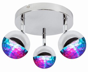 PARTY LAMPA SUFITOWA PLAFON 3X3W LED RGB GŁÓWKA OKRĄGŁA 1E Z PRZEGUBEM KD SYSTEM CHROM | Candellux 98-67784