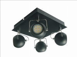 TONY LAMPA SUFITOWA PLAFON 4X3W LED GU10 CZARNY MATOWY | Candellux 98-25036