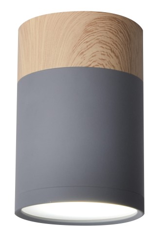 TUBA LAMPA SUFITOWA 1X15W GU10 6,8/10 SZARY+DREWNO | Candellux 2284262