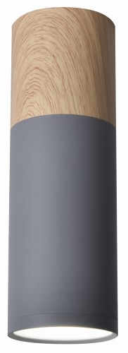 TUBA LAMPA SUFITOWA 1X15W GU10 6,8/20 SZARY+DREWNO | Candellux 2284286