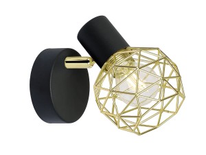 ACROBAT LAMPA KINKIET 1X40W E14 CZARNY KLOSZ ZŁOTY | Candellux 91-66329