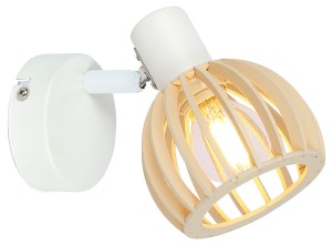 ATARRI LAMPA KINKIET 1X25W E14 BIAŁY+DREWNO | Candellux 91-68019