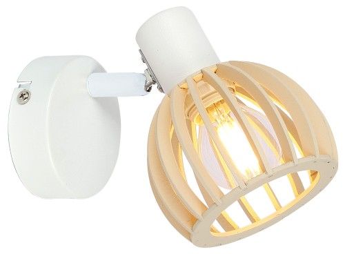 ATARRI LAMPA KINKIET 1X25W E14 BIAŁY+DREWNO | Candellux 91-68019