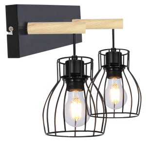 BERNITA LAMPA KINKIET 2X60W E27 CZARNY | Candellux 22-77103