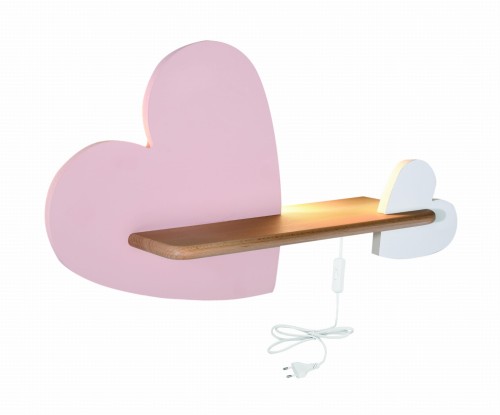 HEART LAMPA KINKIET 5W LED IQ KIDS Z PRZEWODEM Z WŁ. I WTYCZKĄ RÓŻOWY+BIAŁY | Candellux 21-84552