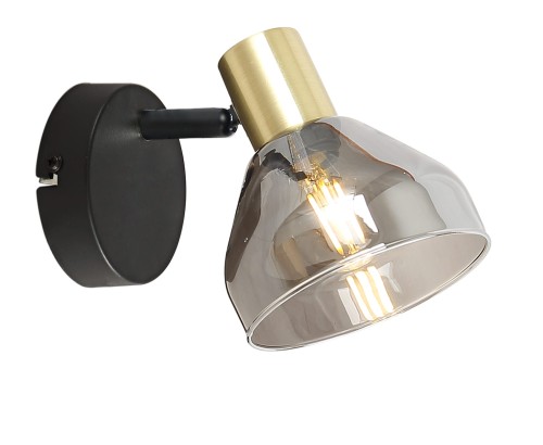 LAMPA GREGORY KINKIET CZARNY BRĄZ 1X40W E14 KLOSZ DYMIONY | Candellux 21-76724