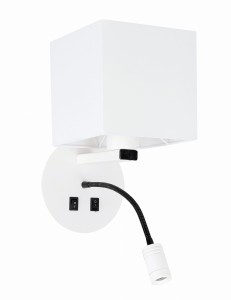 MAGNUM 1 LAMPA KINKIET OKRAGŁY 1X40W E27+3W LED ABAŻUR KWADRAT BIAŁY | Candellux 21-75659