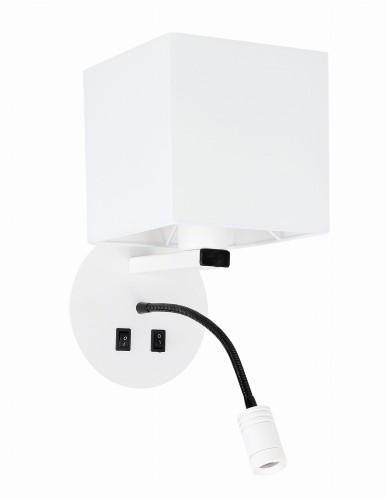 MAGNUM 1 LAMPA KINKIET OKRAGŁY 1X40W E27+3W LED ABAŻUR KWADRAT BIAŁY | Candellux 21-75659