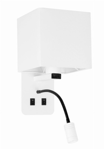 MAGNUM 2 LAMPA KINKIET PROSTOKĄTNY 1X40W E27+3W LED ABAŻUR KWADRAT BIAŁY | Candellux 21-75666