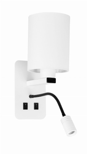 MAGNUM 3 LAMPA KINKIET PROSTOKĄTNY 1X40W E27+3W LED ABAŻUR OKRĄGŁY BIAŁY | Candellux 21-75673