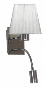 SYLWANA LAMPA KINKIET 1X40W E14 + LED Z WYŁĄCZNIKIEM CHROM / BIAŁY KWADRAT | Candellux 21-57150