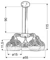 CROMINA GOLD LAMPA WISZĄCA 5X60W E27 CZARNY | Candellux 35-57266