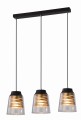 FRESNO LAMPA WISZĄCA CZARNY 3X60W E27 KLOSZ BEZBARWNY | Candellux 33-78094