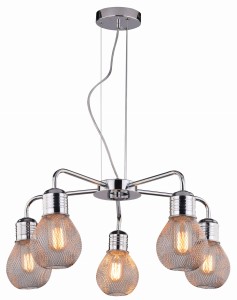 GLIVA LAMPA WISZĄCA 5X60W E27 CHROM (BEZ ŻARÓWEK) | Candellux 35-58669