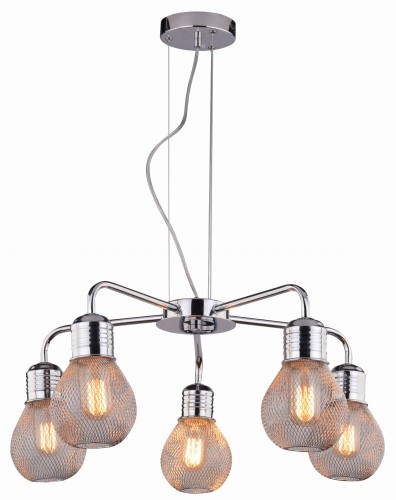 GLIVA LAMPA WISZĄCA 5X60W E27 CHROM (BEZ ŻARÓWEK) | Candellux 35-58669