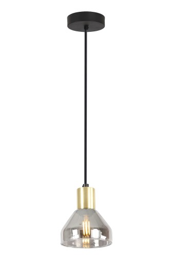 LAMPA WISZĄCA GREGORY CZARNY BRĄZ 1X40W E14 KLOSZ DYMIONY | Candellux 31-78391