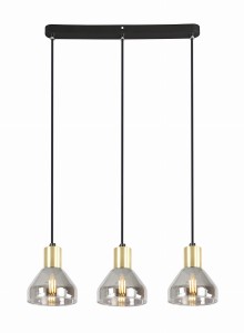 LAMPA WISZĄCA GREGORY CZARNY BRĄZ 3X40W E14 KLOSZ DYMIONY | Candellux 33-79008