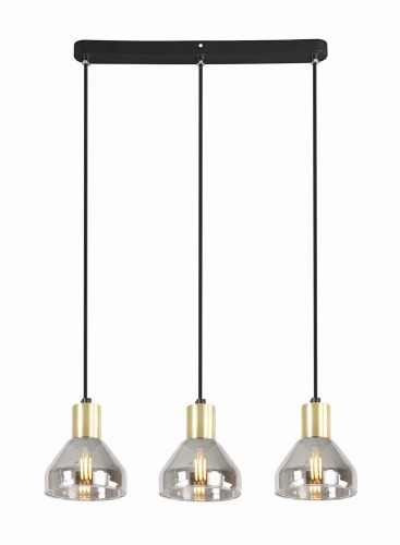 LAMPA WISZĄCA GREGORY CZARNY BRĄZ 3X40W E14 KLOSZ DYMIONY | Candellux 33-79008