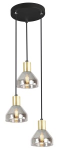 LAMPA WISZĄCA GREGORY TALERZ CZARNY BRĄZ 3X40W E14 KLOSZ DYMIONY | Candellux 33-78995