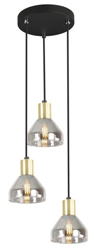 LAMPA WISZĄCA GREGORY TALERZ CZARNY BRĄZ 3X40W E14 KLOSZ DYMIONY | Candellux 33-78995