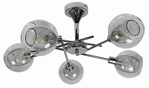 OZZO LAMPA WISZĄCA 5X40W E14 CHROM KLOSZ BEZBARWNY | Candellux 35-72252