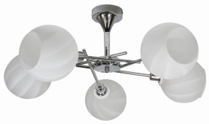 RAUL LAMPA WISZĄCA 5X40W E14 CHROM KLOSZ BIAŁY | Candellux 35-72269
