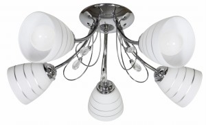 SIMPLI LAMPA WISZĄCA 5*40W E27  CHROM  Z KRYSZTAŁKIEM+KLOSZ Z PASKIEM | Candellux 35-63854