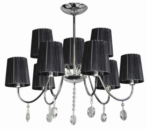 SORENTO LAMPA WISZĄCA 9X40W E14 CHROM ABAŻUR CZARNY | Candellux 39-38074