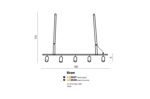 Lampa wisząca BIRAM czarna / chrom AZ2638 Azzardo