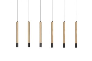 Lampa wisząca IZOLDA 6 drewno / czarny AZ3340 Azzardo