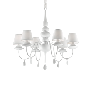 Lampa wisząca biała BLANCHE SP6 BIANCO klasyczny żyrandol Ideal Lux