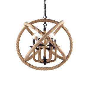 Lampa wisząca świecznikowa CORDA SP6 beżowa wykonana ze sznura w naturalnym kolorze