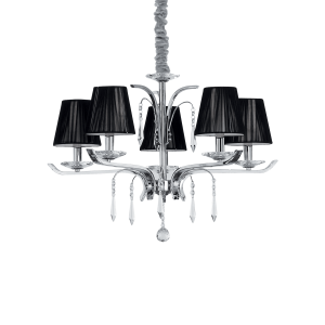 Lampa wisząca ACCADEMY SP5 w stylu glamour z kryształkami i czarnymi kloszami