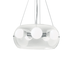 Lampa wisząca AUDI-10 SP5 TRASPARENTE z przezroczystym, okrągłym kloszem na 5 żarówek E27