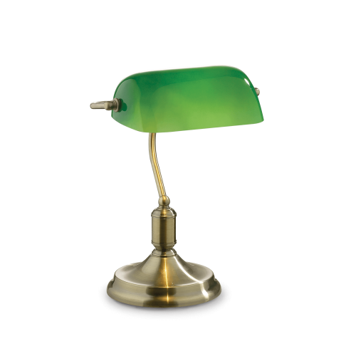 Lampka biurkowa LAWYER TL1 zielona/antyczny mosiądz 045030 Ideallux