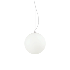 Lampa wisząca MAPA SP1 D30 BIANCO biała z pojedynczym, szklanym kloszem o średnicy 30cm