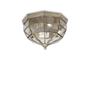 Plafon NORMA PL3 szklany z elementami w kolorze antycznego mosiądzu Ideallux